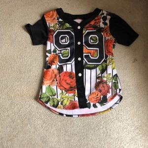Cute flower jersey button down